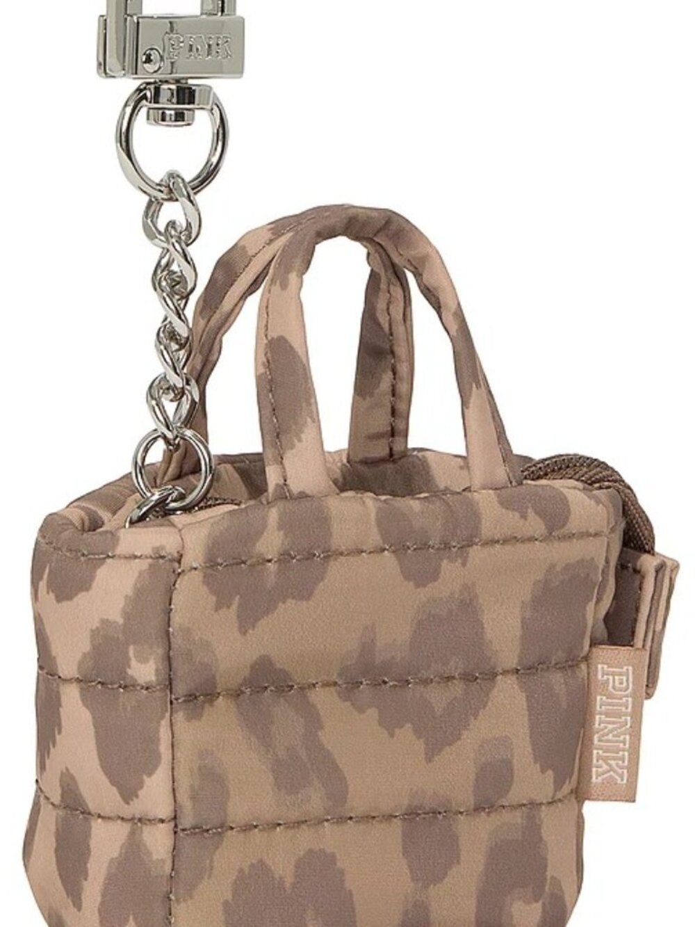 Mini Tote Keychain Charm (Leopard Quilted Puffer) NWT